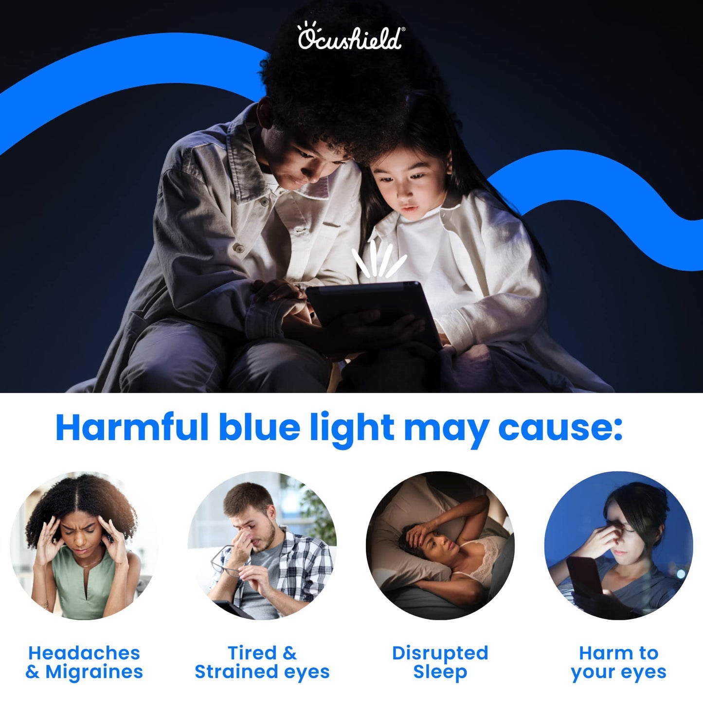 Ocushield Anti Blue Light Tempered Glass Screen Protector of iphone 6 & 6s - Blocks Blue Light, Prevents Eye Strain & Helps You Sleep Better, 9H