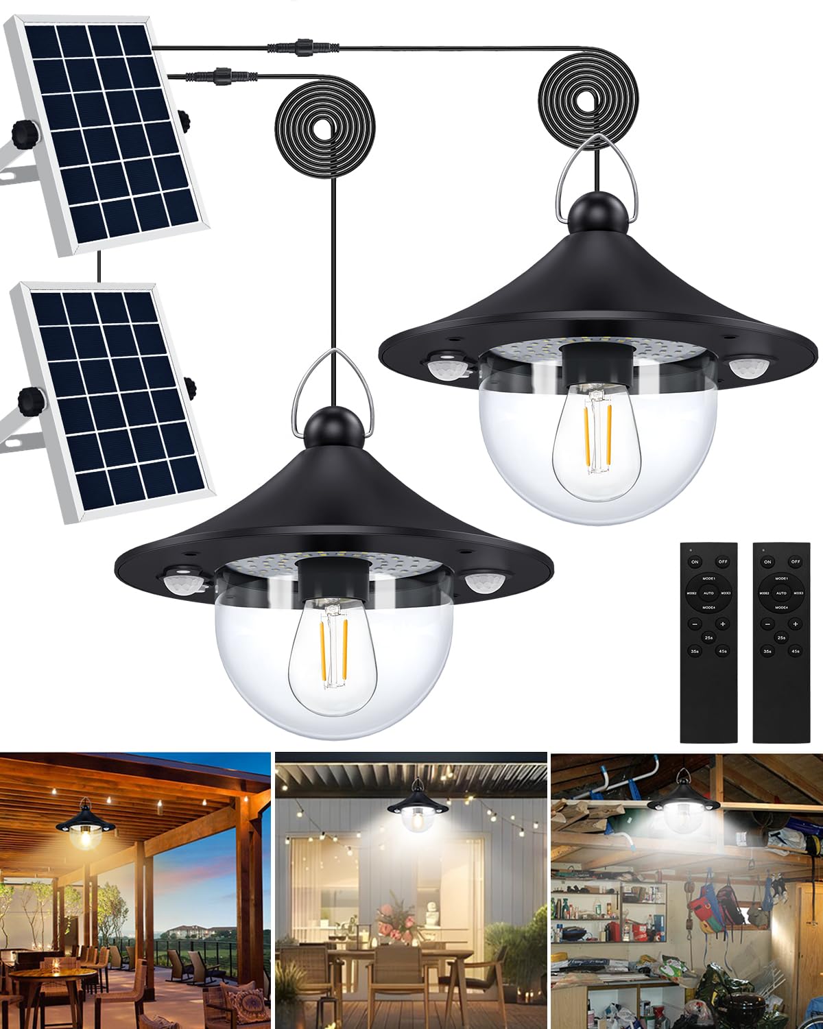 AEQ Solar Shed Light Outdoor Indoor 3000LM Solar Lights Daytime Available with Remote Control, Double Motion Sensor & 5 Lighting Modes, Solar Indoor