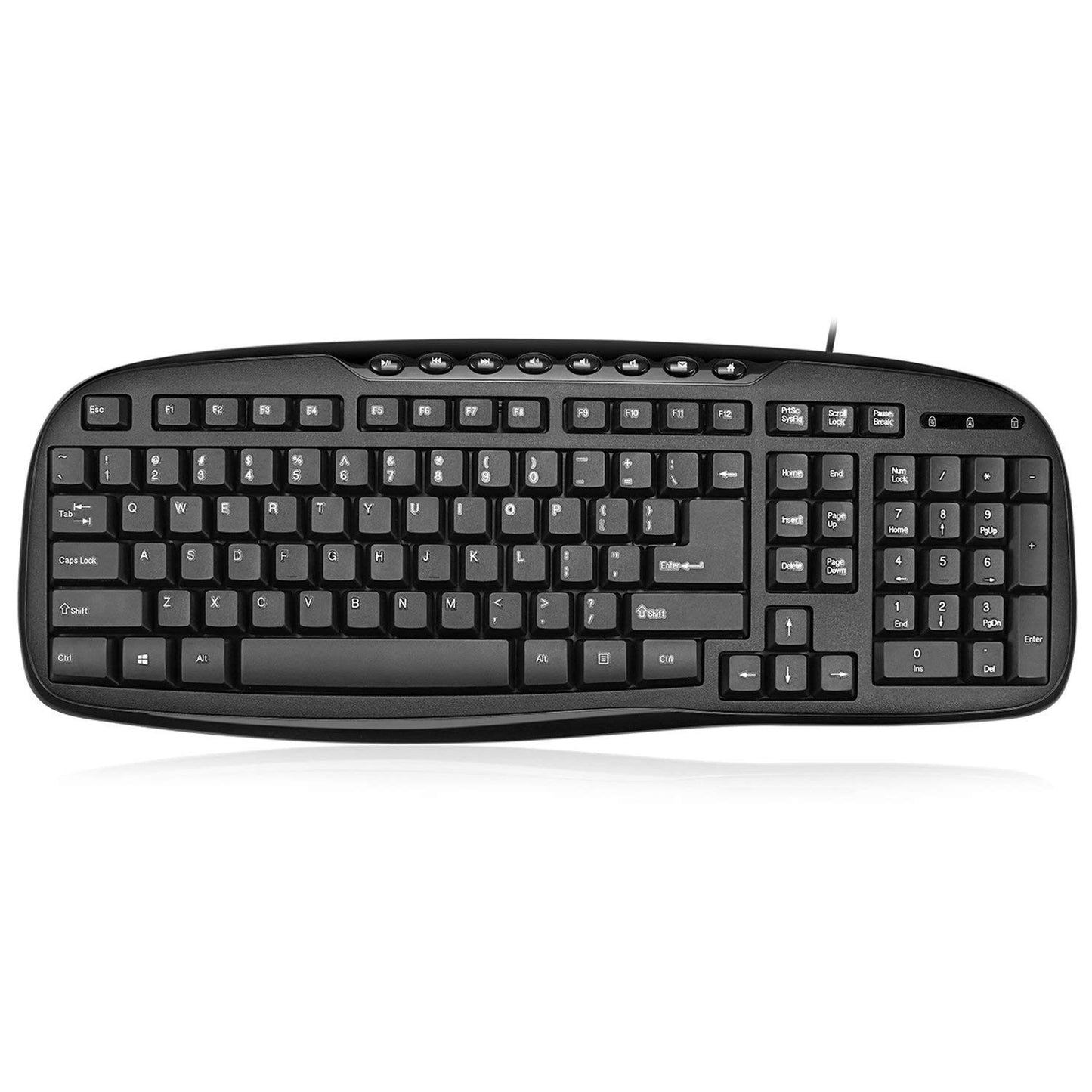 Adesso AKB-133CB - Keyboard and Mouse Combo, Wired, Desktop Keyboard, Ambidextrous Mouse, Multimedia Hotkeys - Compatible for Desktop/PC/Windows