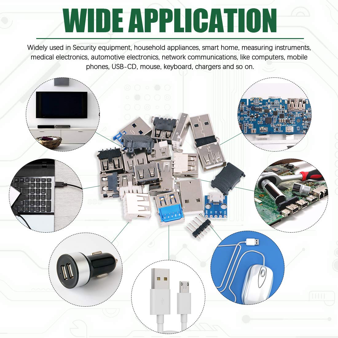Keadic 180PCS Micro USB & USB 3.0 Male Female Jack Socket Connector Set: 150 Ports, 18 Different Sizes, Laptop, PC, Tablet & More