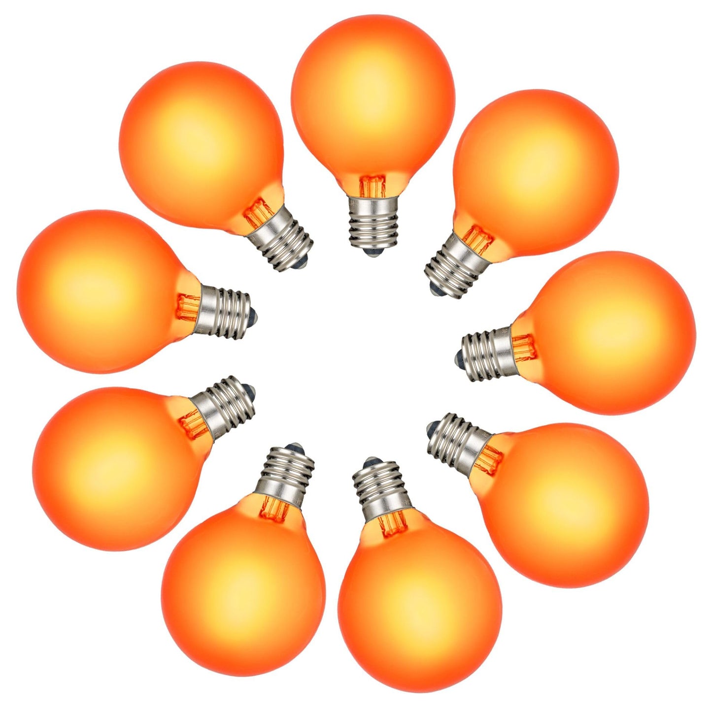 RetroGlo Satin Orange G40 LED Globe Bulbs, 25 Pack, E12 Candelabra Base