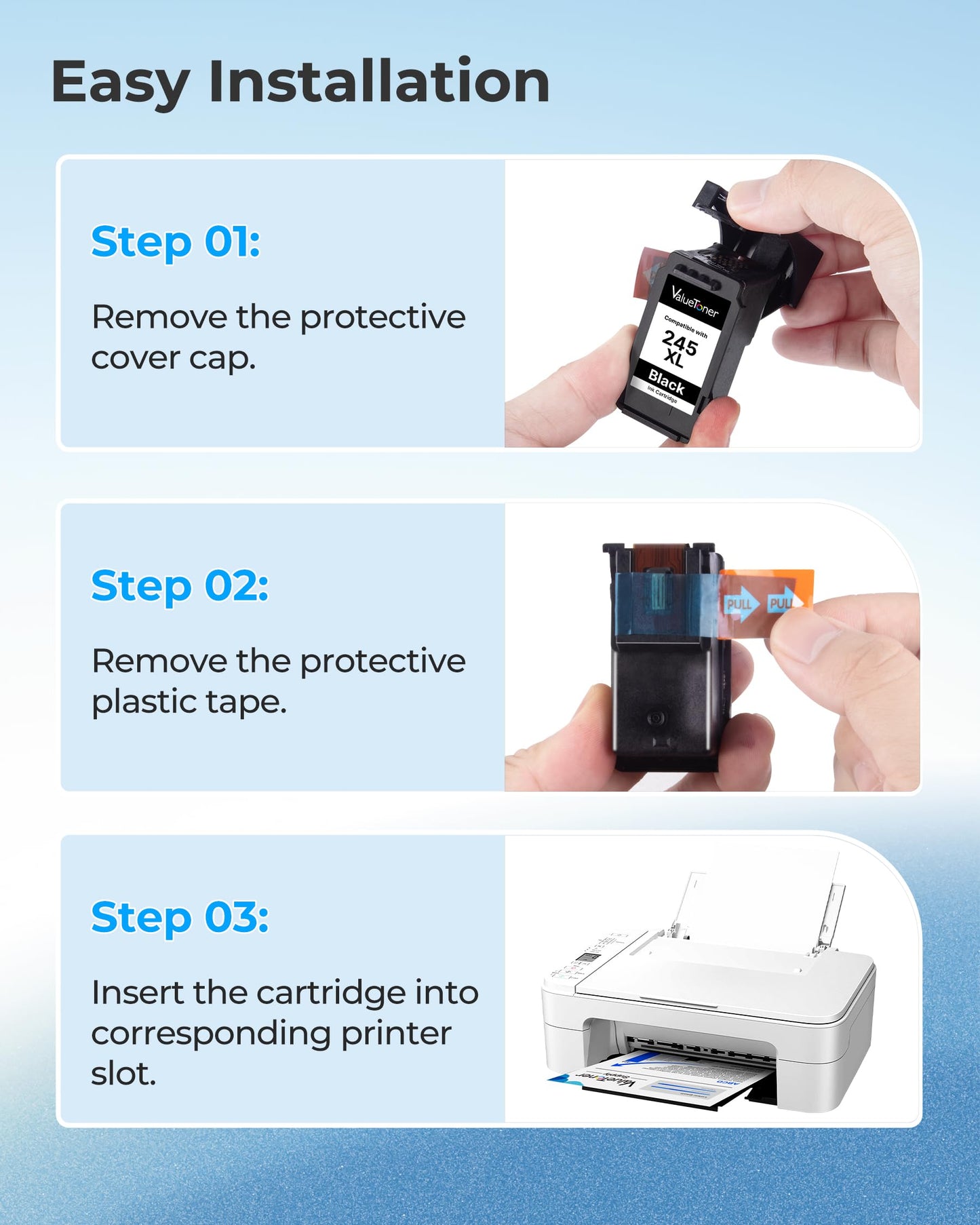Valuetoner 245 Ink Cartridge Black Replacement for Ink 245 PG-243 PG-245 245 Ink Compatible with TR4520 MX492 MX490 MG2420 MG2520 MG2522 MG2920 MG2922