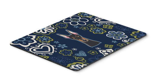 Caroline's Treasures BB5096MP Blue Flowers Doberman Pinscher Mouse Pad, Hot Pad or Trivet for Home Office Gaming Working Computers Laptop Mouse