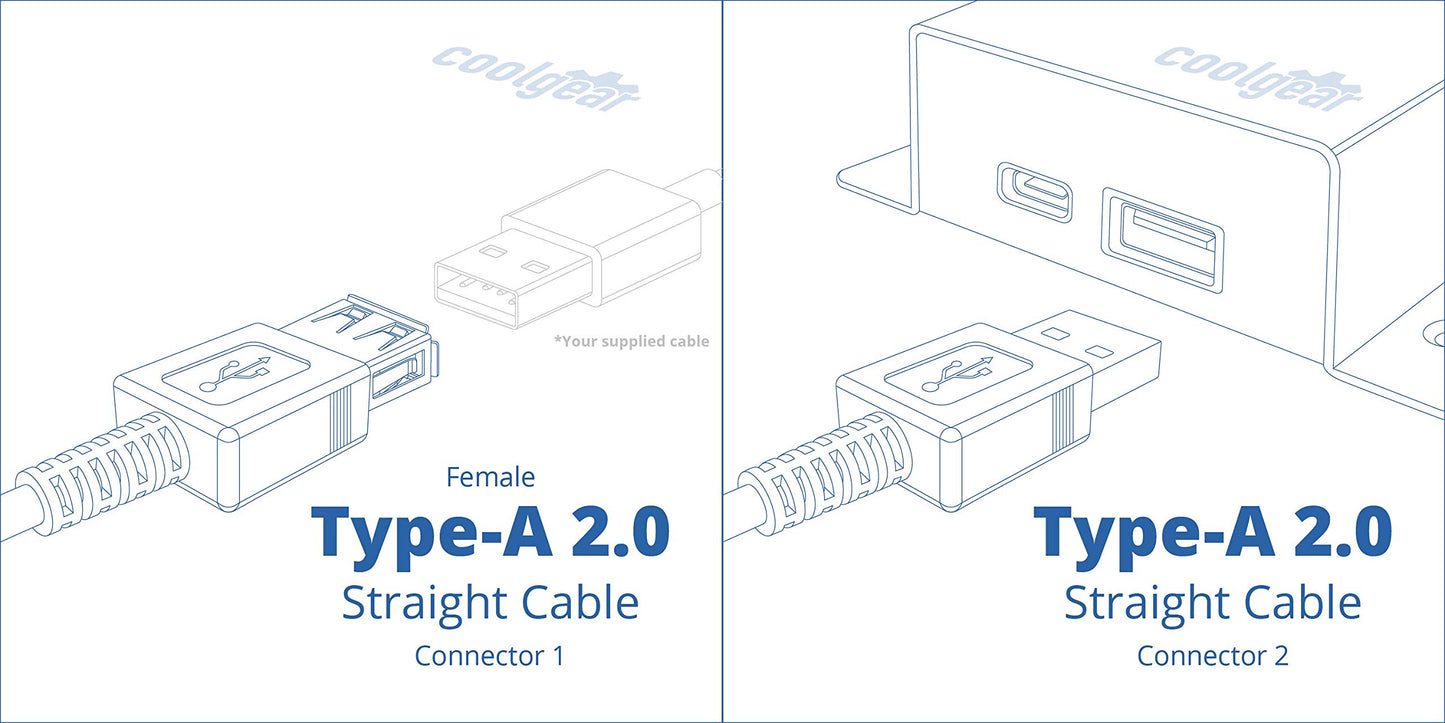 USBGear 2ft. White USB 2.0 A-Male to A-Female Extension Cable