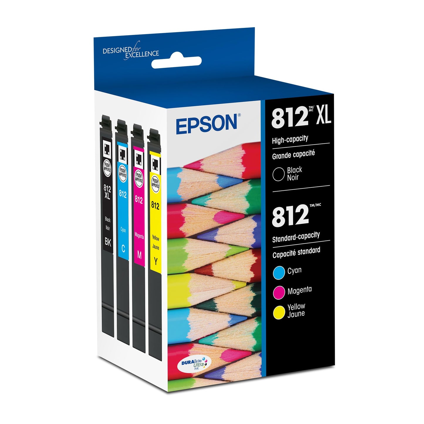 EPSON 812 DURABrite Ultra Ink High Capacity Black & Standard Color Cartridge Combo Pack (T812XL-BCS) Works with WorkForce Pro WF-7310 ,7820, 7840