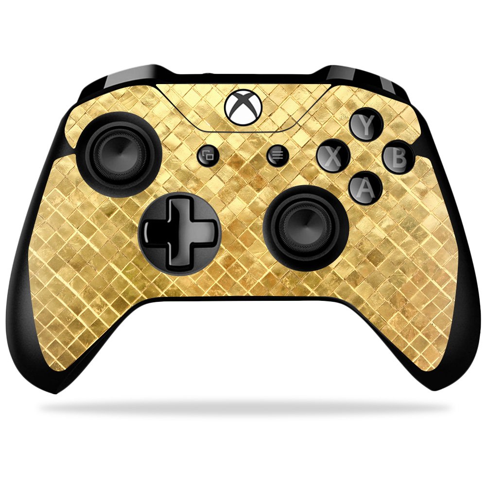 MightySkins Skin Compatible with Microsoft Xbox One X Controller - Gold Tiles | Protective, Durable, and Unique Vinyl Decal wrap Cover | Easy