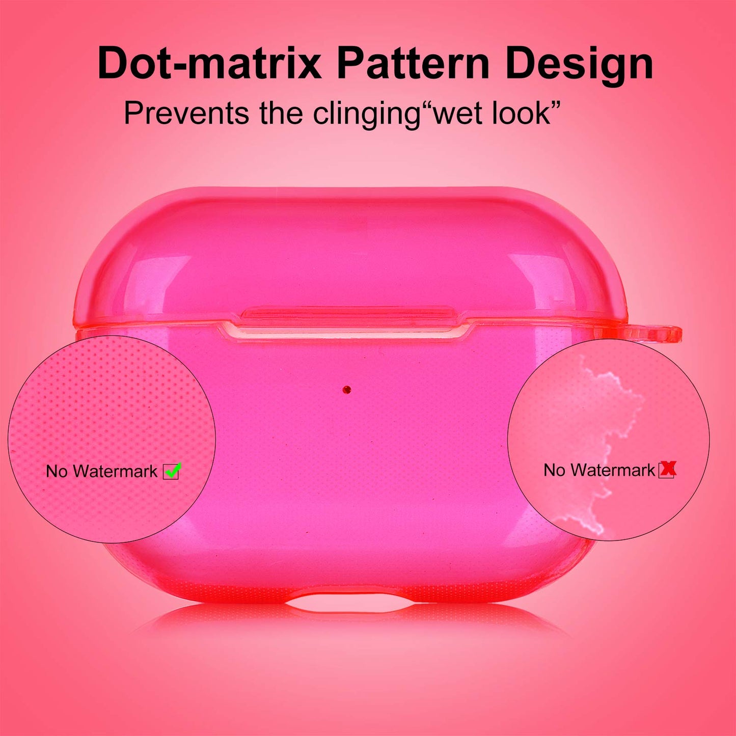 AIRSPO Clear Case for AirPods Pro Charging Case, Soft TPU, Crystal Clear, Wireless Charging Compatible, Neon Hot Pink