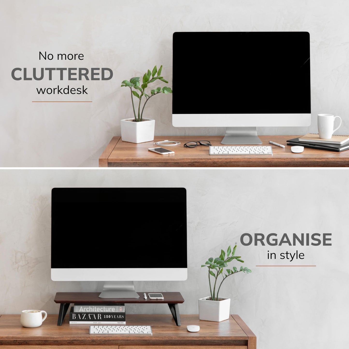 Anji Mountain Monitor Stand - Desktop Organizer & Laptop Riser, Ergonomic Monitor Riser, Space-Saving Monitor Stand for Desk, Durable Construction