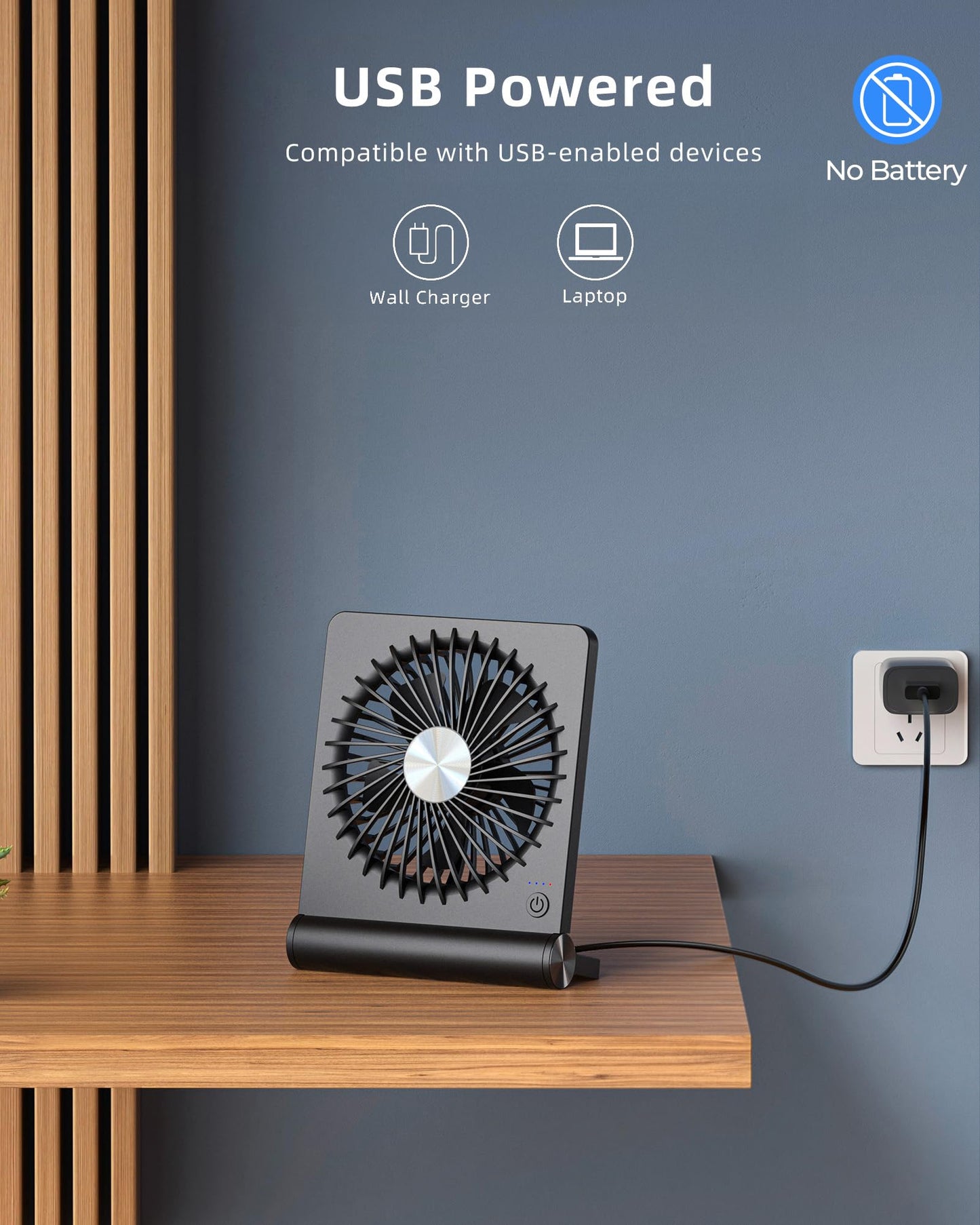Koonie USB Desk Fan, Strong Wind Ultra Quiet Small Mini Fan