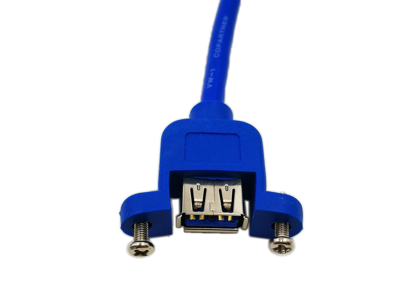zdyCGTime 12" Panel Mount USB 3.0 A Female to 90 Degree Left Angled Micro B Male Extension Cable with Screws(Blue)