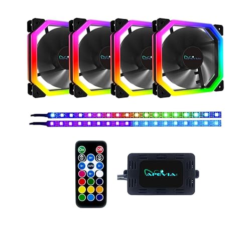 Apevia PN4P2-RGB Phoenix 120mm Silent Dual-Ring RGB Color Changing LED Fan with Remote Control, 16x LEDs & 8X Anti-Vibration Rubber Pads w/ 2 Magnetic