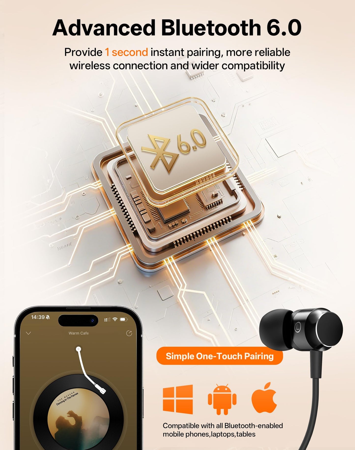 Toztnix Neckband Bluetooth Headphones, Wireless Bluetooth 6.0 Earbuds with Microphone, Comfortably Light, Deep Bass Earphones 35H Playtime, IPX5…