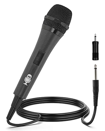 Singing Machine Wired Microphone for Karaoke, (Black) - Unidirectional Dynamic Vocal Microphone - Plug-in Microphone for Karaoke Machine, AMP, &
