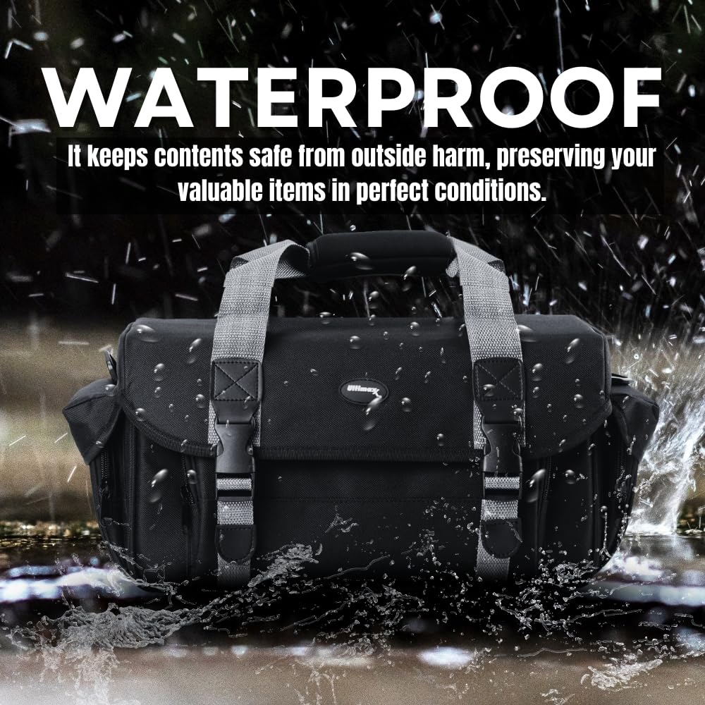 Ultimaxx Large Water-Resistant Camera Bag with Dual Buckles & Pockets - Fits Sony, Nikon, Canon, Olympus, Pentax, Panasonic, Samsung & More SLR