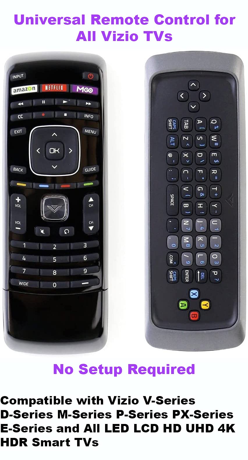 Universal Remote Control for Vizio Smart TV Remote Compatible with All Vizio LCD LED HDTV Smart TVs Including Dual Side QWERTY Keyboard