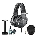 Audio-Technica ATH-M20x Professional Studio Monitor Headphones, Black (AUD ATHM20X) + Microfiber Cleaning Cloth + Headphone Stand + Headphone CASE +…