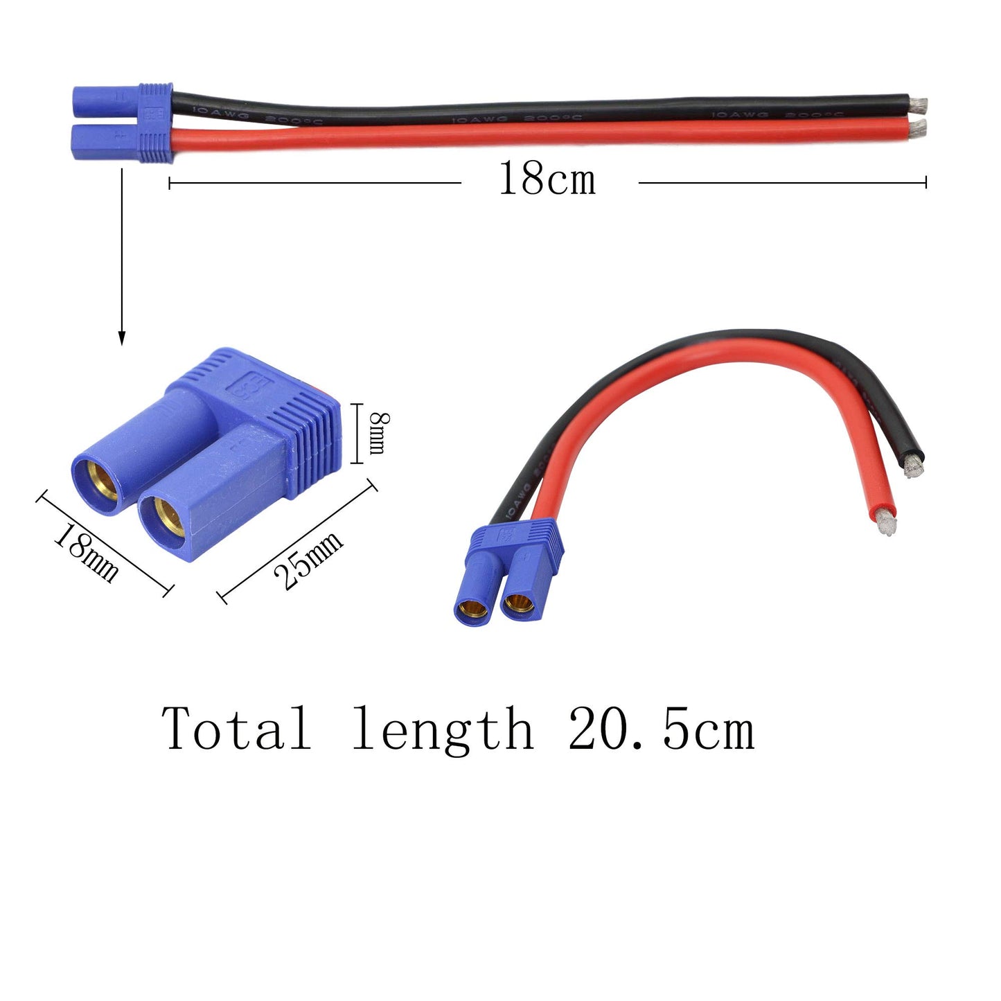 GINTOOYUN EC5 Female Banana Connector with 10awg Silicone Wire 18cm (Pack of 2)