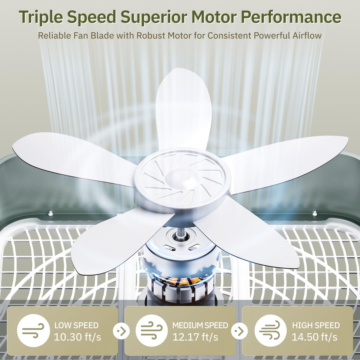 Simple Deluxe 20” Box Floor Fan, 3-Speed Cooling Fan with Aerodynamic Shaped Fan Blades, Convenient Carry Handle and Safety Grills, White