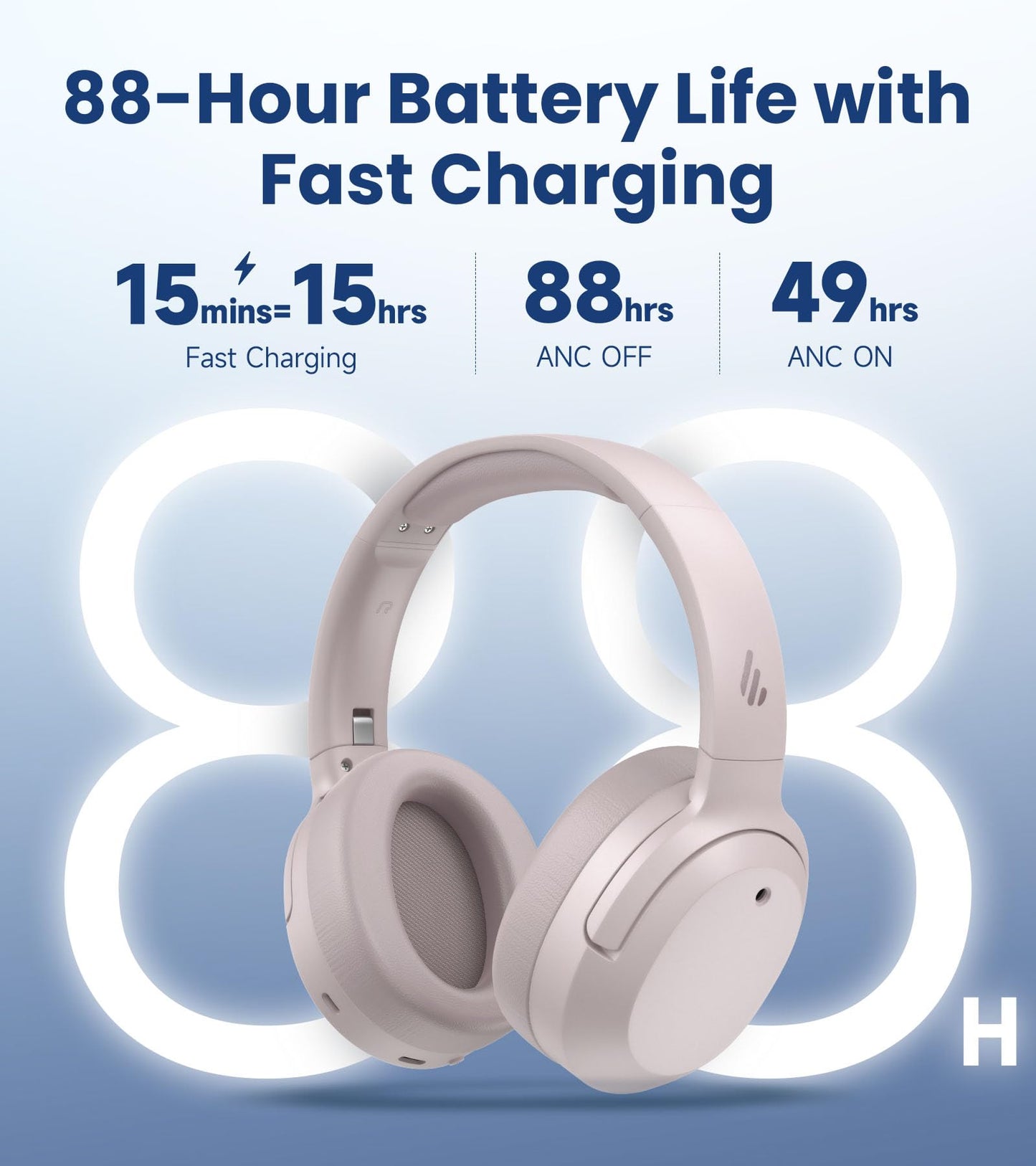 Edifier W820NB Plus Gen 2 Wireless Over-Ear Noise Cancelling Headphone, -49 dB ANC, LDAC Hi-Res Audio, 88H Playtime, Spatial Sound, AI Clear Calls…
