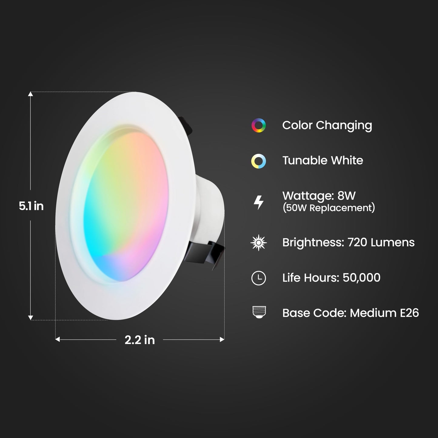 Feit Electric 4in Smart Retrofit Recessed Light, 50W Eq, 720 Lumens