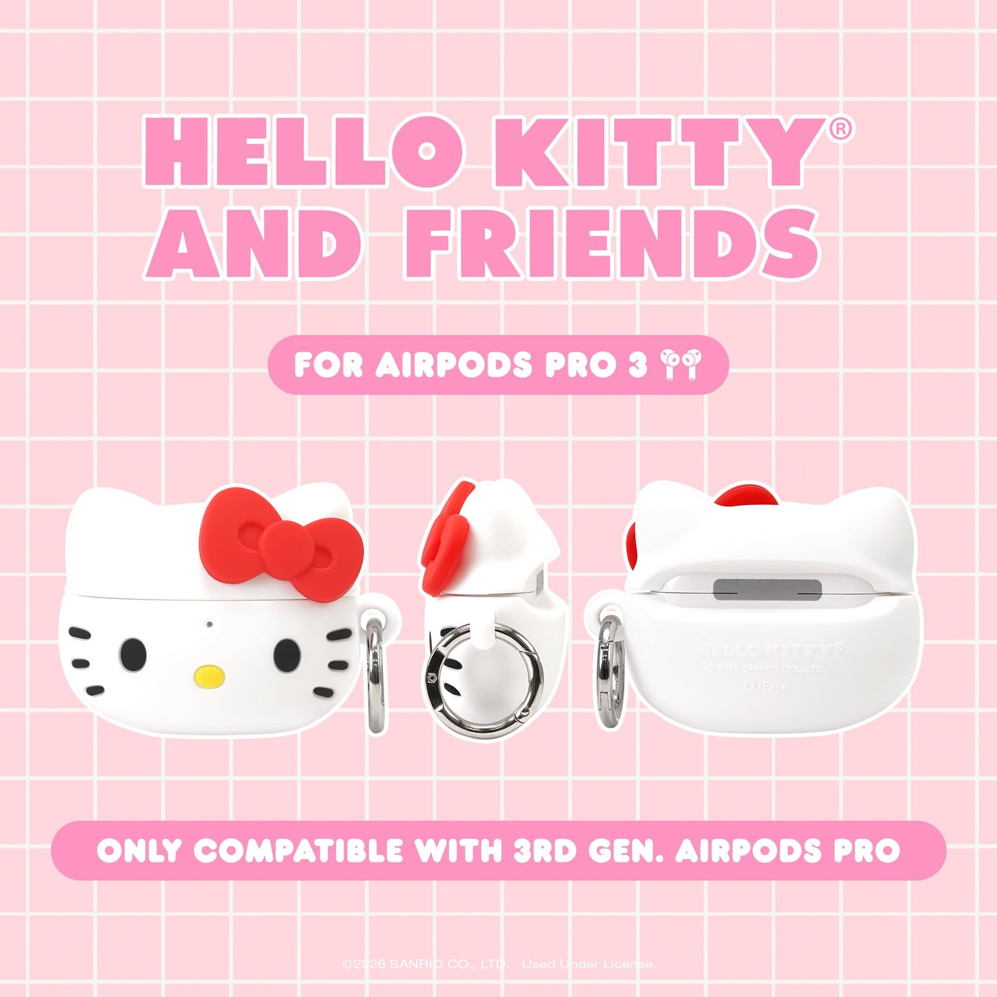 iFace Hello Kitty and Friends Cute Case [ Compatible with AirPods Pro 3] - Kawaii Silicone Protective Cover [Carabiner Clip Included] [Wireless
