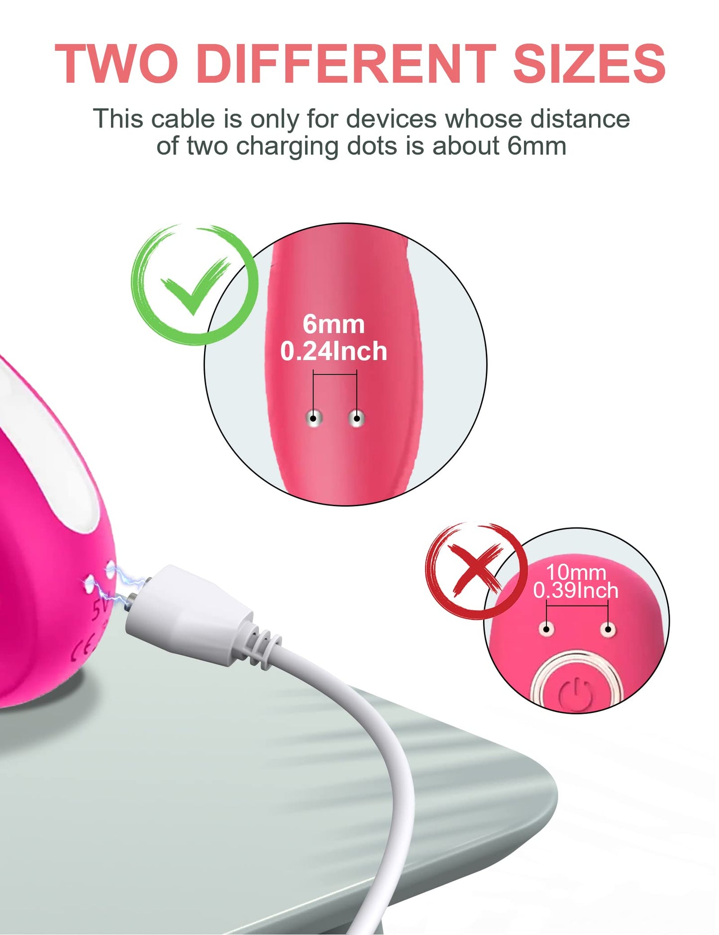 Bicmice 2.6Ft Magnetic USB DC Charger Cable Replacement Charging Cord-(6mm/0.24in)