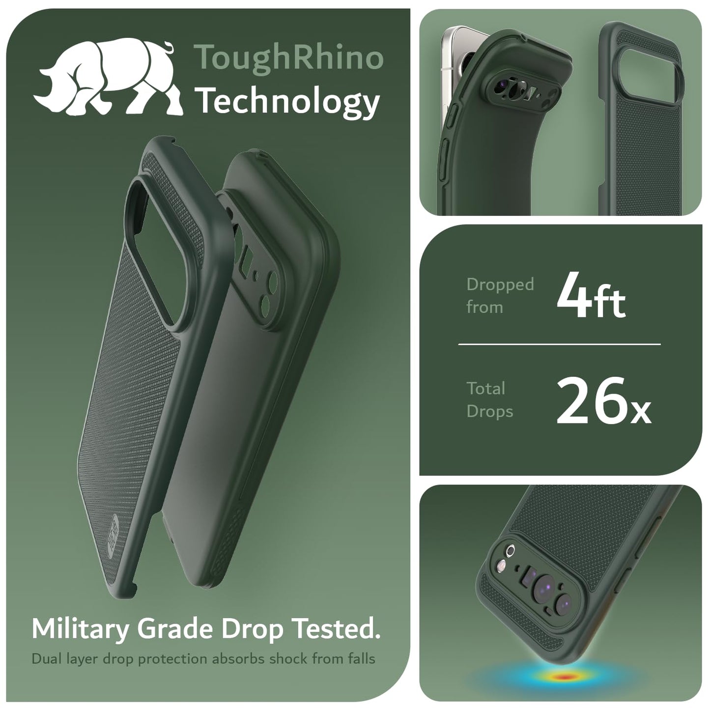 TUDIA MergeGrip [Military Grade] Cases for Google Pixel 10 Pro XL (2025), [Drop Tested] Dual-Layer Shockproof Rugged Slim Anti-Slip Heavy Duty