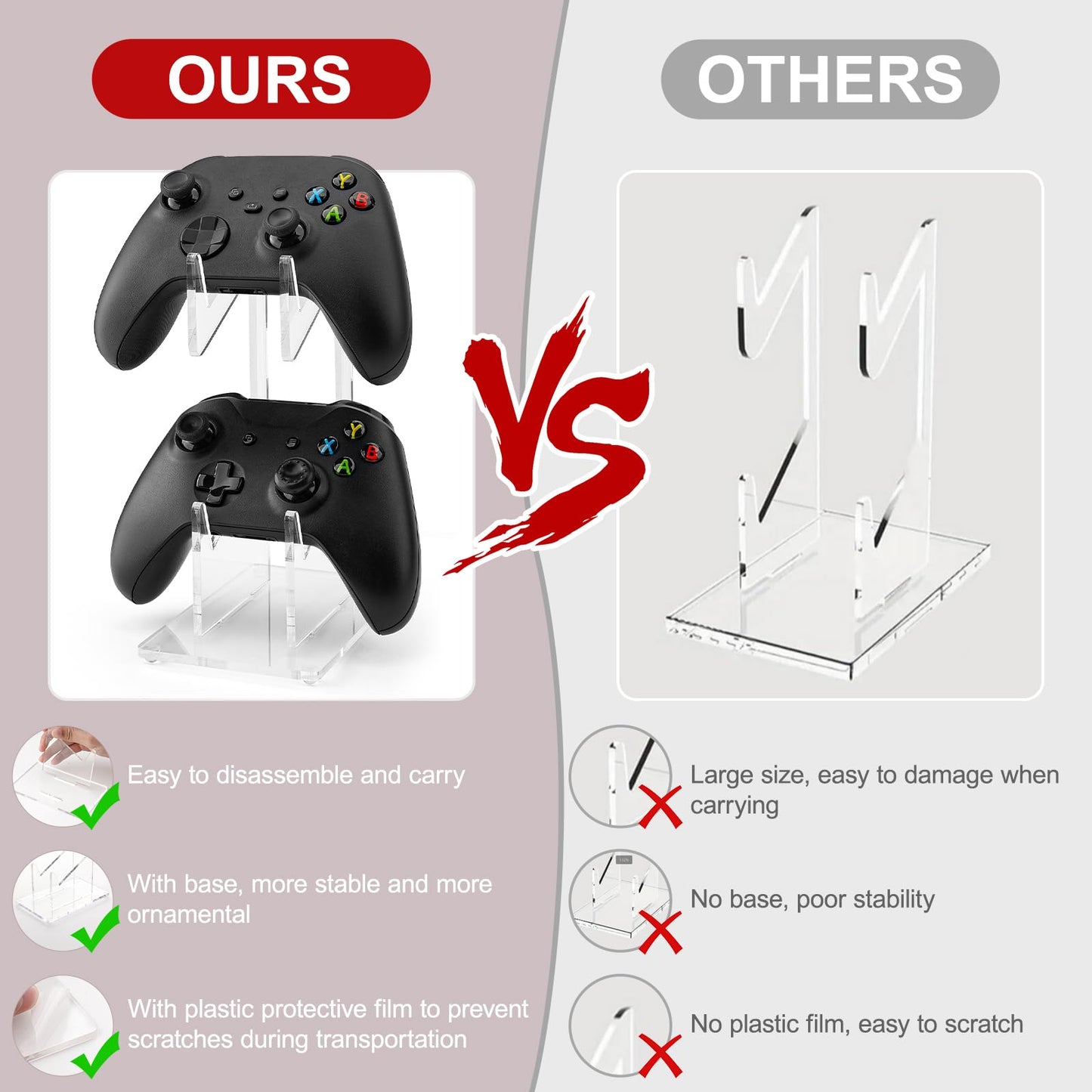 YIBEICO 2-Tier Game Controller Holder for Xbox Series X, Xbox, 360, Ps5, Ps4, Switch,Nintendo,Steam Controller, Desktop Computer Game