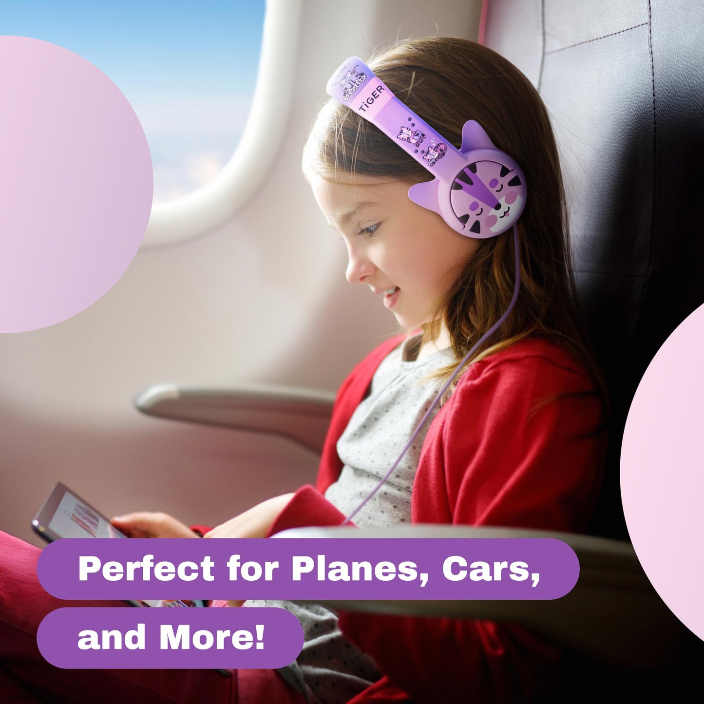 Kidrox Wired Toddler Headphones for 1-7 Years Old - 85dB Volume Limited Baby Headphones for Plane and Car Travel - Children Headset for Airplane, iPad