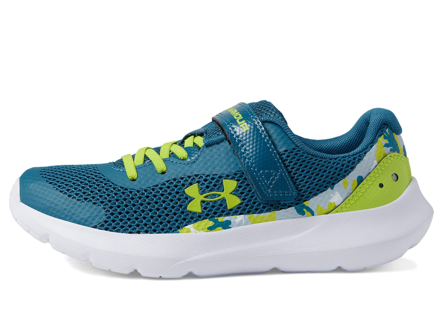 Under Armour Boy's Surge 3 Alternate Closure Print (Little Kid) Static Blue/Lime Surge/Lime Surge 1 Little Kid M