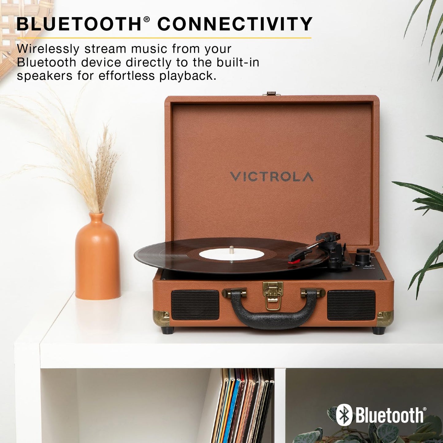 Victrola Journey II (2025 Model) - Bluetooth Suitcase Record Player - Built-in Stereo Speakers with Enhanced Bass, 3-Speed Turntable, Bluetooth Input