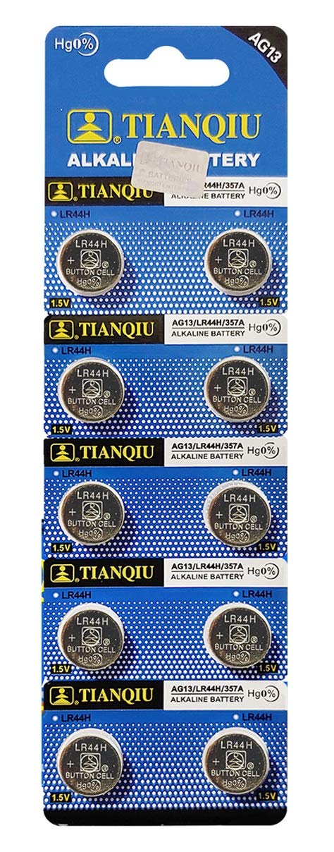 Tianqiu 10Pcs Ag13 Lr44 357 Sr44Sw Alkaline Battery