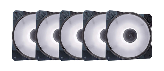 Apevia CO512L-WH Cosmos 120mm White LED Ultra Silent Case Fan w/ 16 LEDs & Anti-Vibration Rubber Pads (5 Pk)