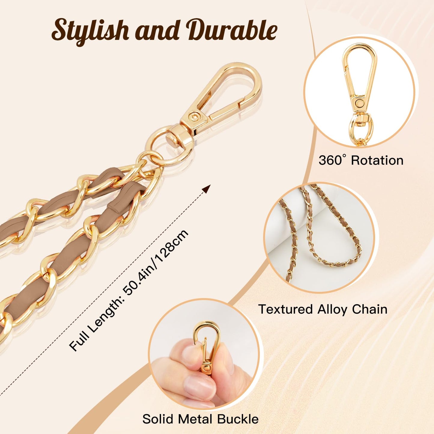 TiMOVO Metal Phone Lanyard Strap for iPhone 16/15 and Most Smartphones, Universal Anti-Theft Crossbody Chain Neck Holder, Khaki