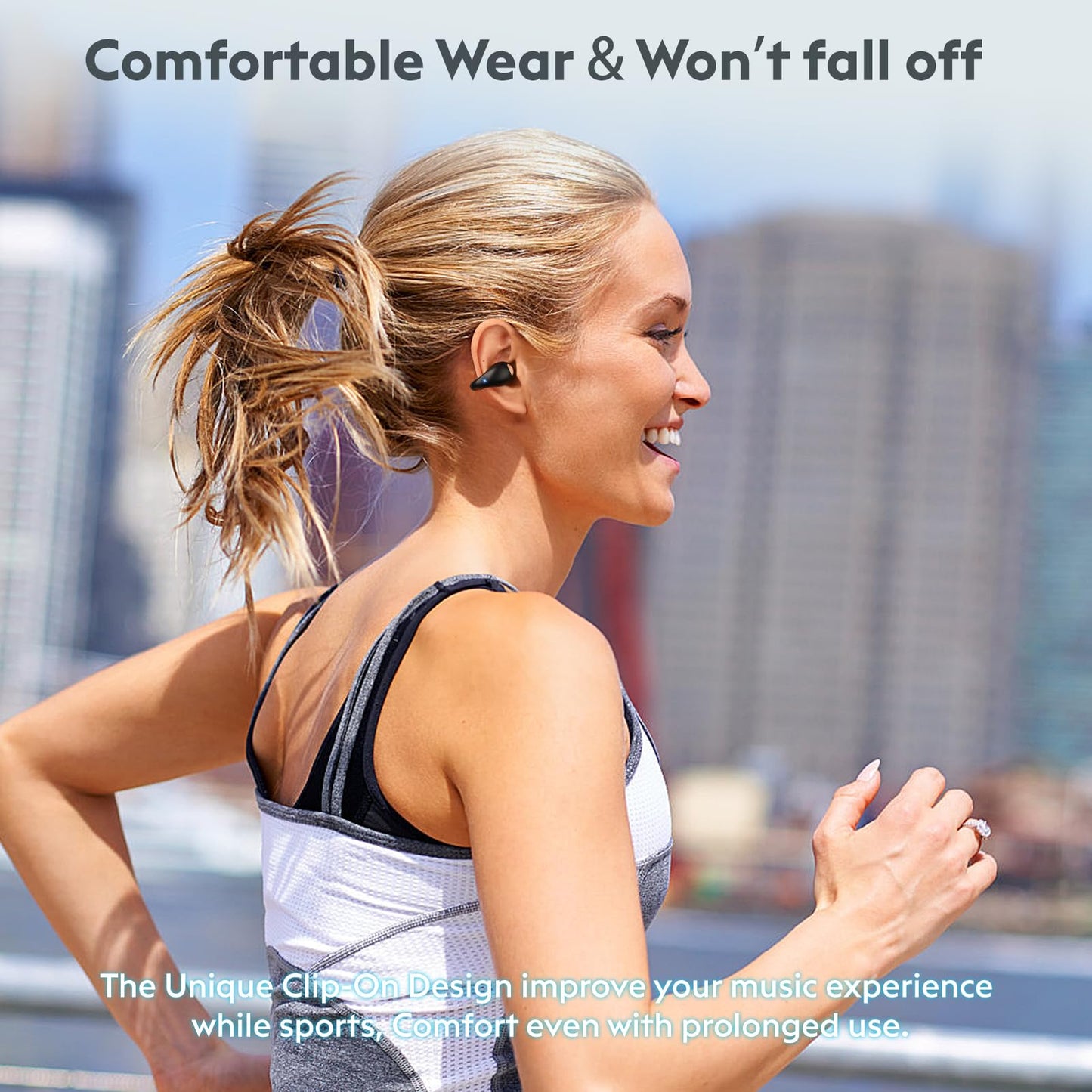 Nsiucion Open Ear Clip-On Earbuds, Wireless Bluetooth Headphones, Comfortable Wear Nice Secure Fit Earphones, Long Playtime, Digital Display Charging…
