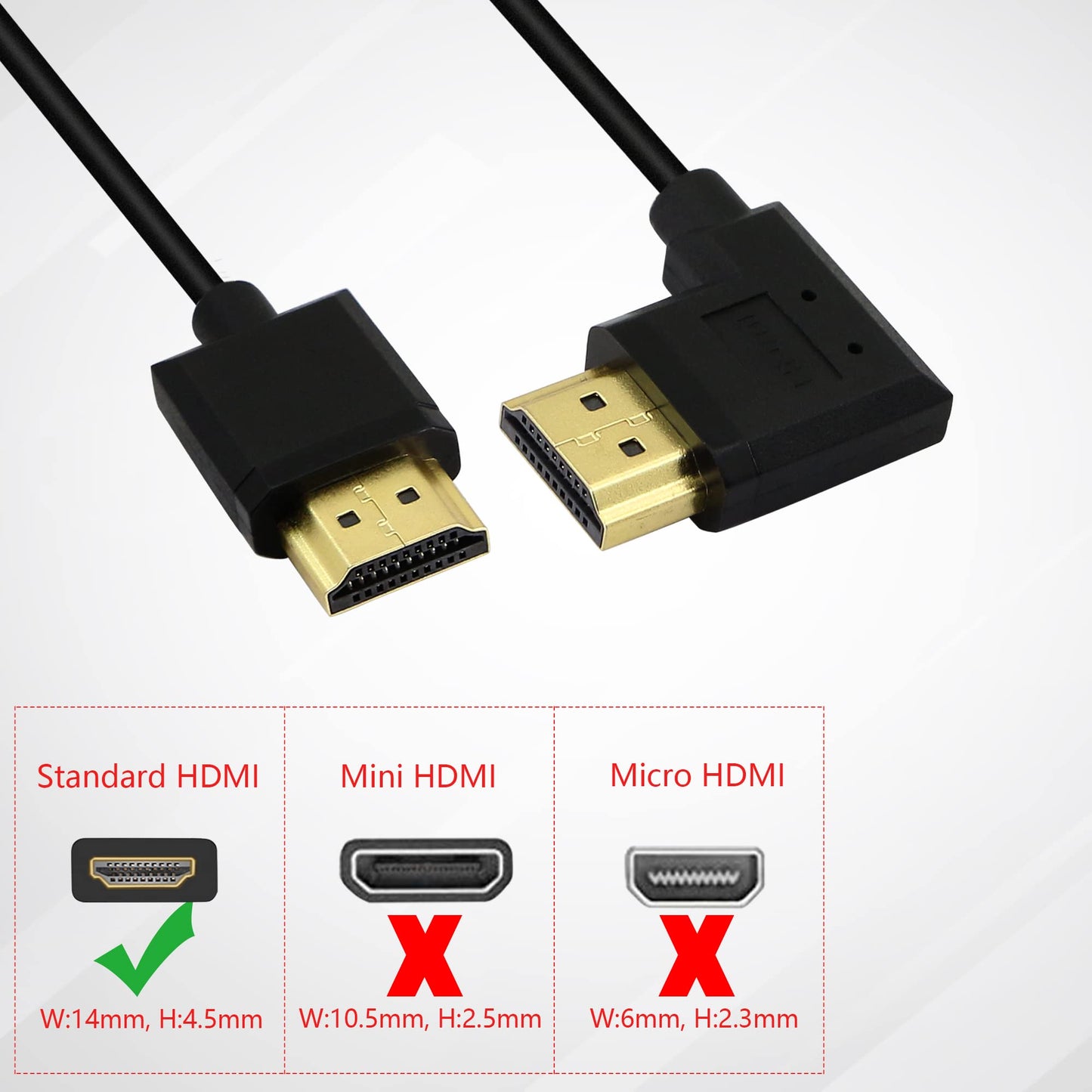 PNGKNYOCN 15CM HDMI Male to Male Short Cable, 90 Degree Right Angle High Speed HDMI 2.0 Adapter Connector Cable Support 4k@60HZ, for Raspberry Pi