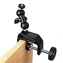 WANBY Camera Clamp Mount Double Ballhead Table Magic Arm Monitor Desk Mount Bracket with Super Clamp with 1/4" and 3/8" Thread for DSLR Camera Rig
