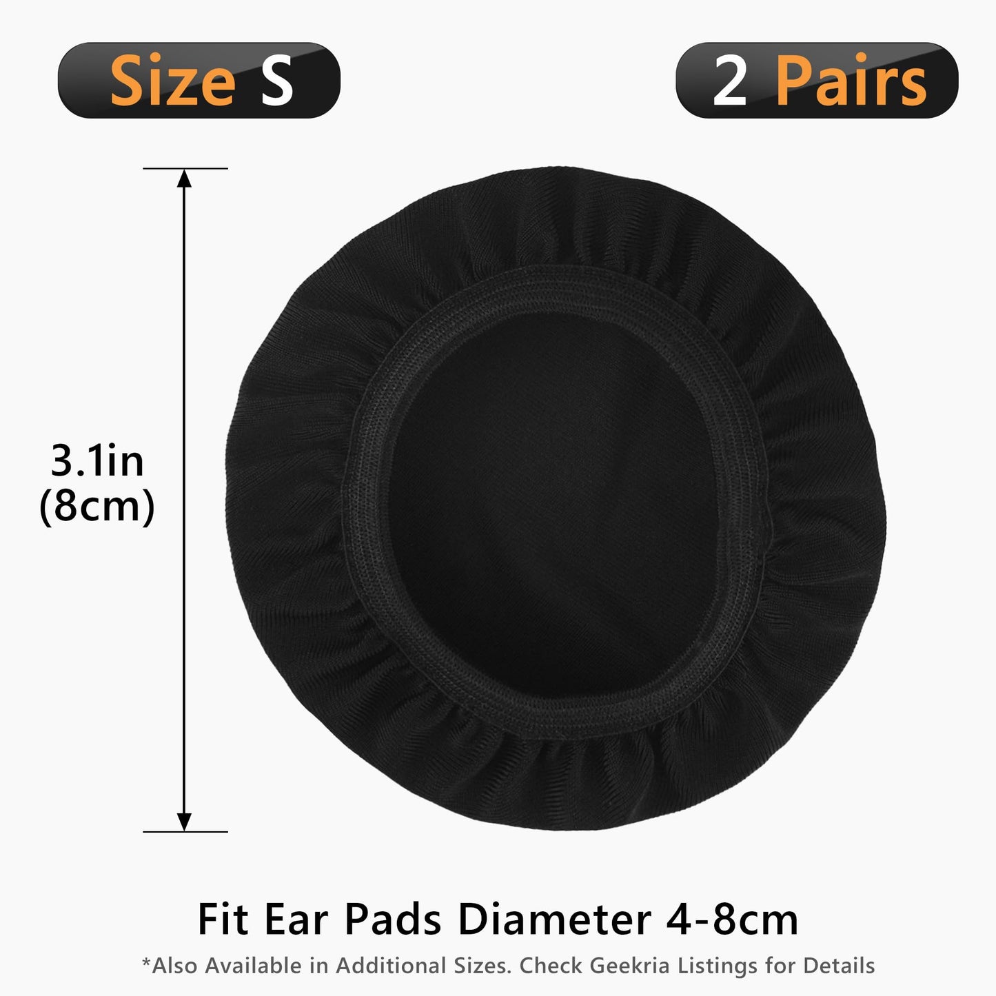Geekria 2 Pairs Flex Fabric Headphones Ear Covers - Product Safety Certified - Washable & Stretchable Earcup Protectors for Over-Ear Headsets, Sweat