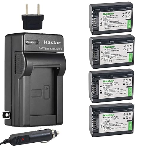 Kastar Battery 3 Pack + Charger for Sony NP-FV30 NP-FV40 NP-FV50 & Sony Handycam HDR-CX380 430V 900 580V 760V HDR-PJ540 650V HDR-PV710V 790V 810