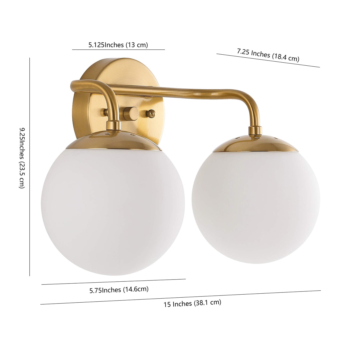 JONATHAN Y 15" Gold Painting Modern Globe Wall Sconce Vanity Light for Bathroom, White Frosted Glass Shade, Midcentury Parisian Bistro Wall Lamp, LED