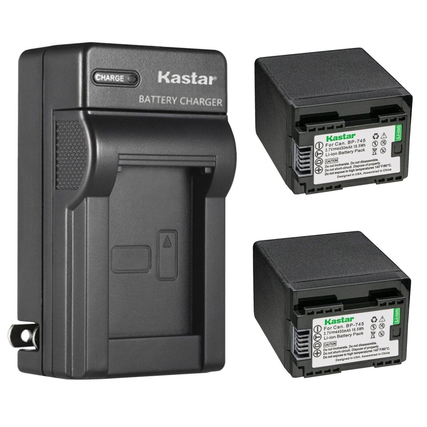 Kastar 2-Pack BP-745 Battery and AC Wall Charger Replacement for Canon VIXIA HF R60 HFR60, VIXIA HF R62 HFR62, VIXIA HF R70 HFR70, VIXIA HF R72 HFR72