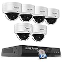 PANOOB 4K Security Camera System 8 Channel, 6X Wired 8MP IK10 Vandal Proof PoE Vandal Dome Cameras Outdoor Person Vehicle Detection, 100ft IR Night