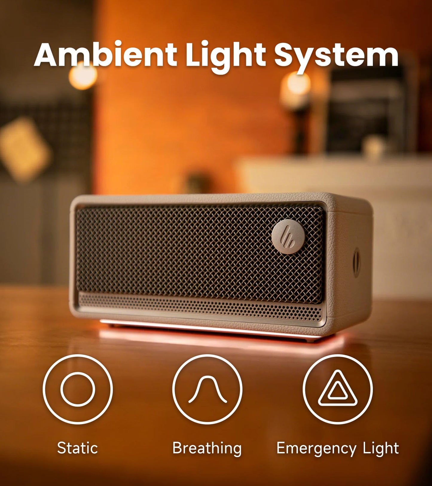 Edifier ES60 Bluetooth Speaker, Portable with Stereo Pairing, IP66 Dustproof & Waterproof 9H Playtime BT5.4 34W RMS Dual Device Connection Ambient
