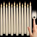 West Ivory 12 Pack, 11" LED Flameless Ivory Taper Flickering Candles Lights, Clickable On/Off Button, Battery Operated Candlesticks for Holiday