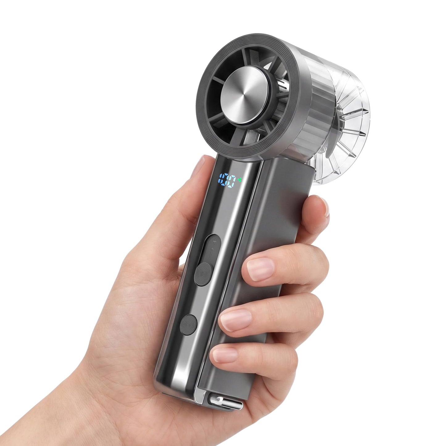 FosPower Mini Ice Fan 16000RPM 100-Speed 3000mAh Gray