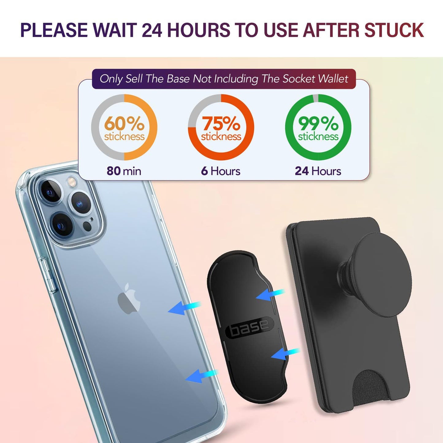 volport 3PCS Adhesive Base for Pops Wallet+, Detachable Sticky Plastic Part Strips Replacement for Socket Wallet Plus & Wallet Case Back with Extra