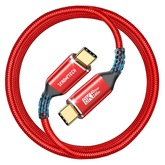 40Gbps USB 4 Cable for Thunderbolt 4 [Red, 3.3Ft, Durable], USB C Monitor Cable 4K/8K, High-Speed Data Transfer, 240W Fast Charge, fits MacBook, Mac
