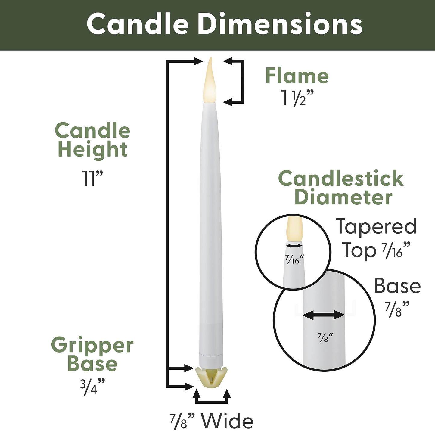 612 Vermont LED Taper Candles Battery Operated with Remote Control, Warm White Flame, 11.75” Tall, VT-R1661-4