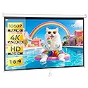 Epetlover 100 Inch 16:9 HD Projection Screen Manual Pull Down Indoor Outdoor Movie Screen, Wrinkle-Free Portable Projector Screen for Home Cinema