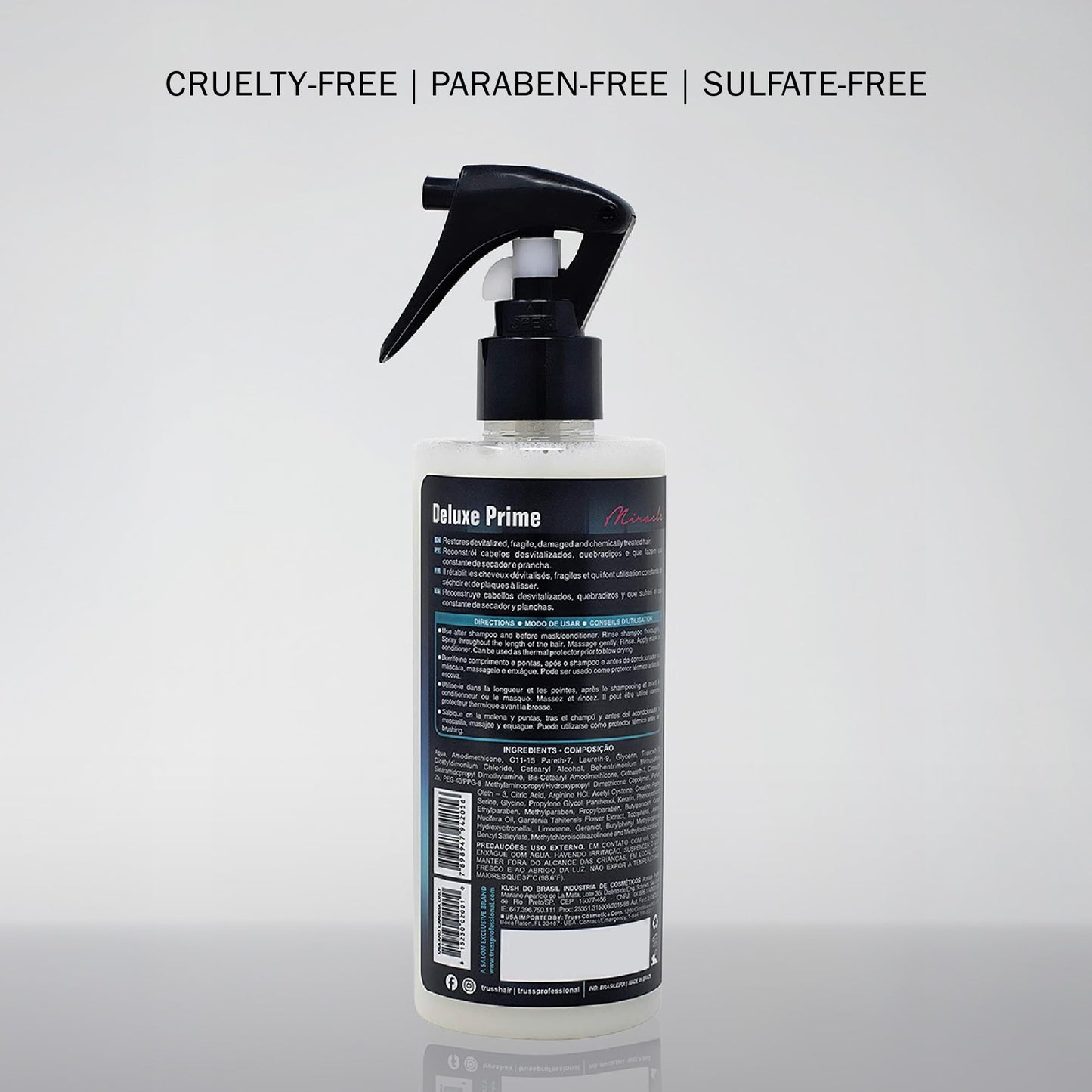 TRUSS Deluxe Prime Hair Treatment – Anti-Frizz Heat Protectant Spray & Hair Primer, Nourishes, Detangles & Shields from Heat, 260ml